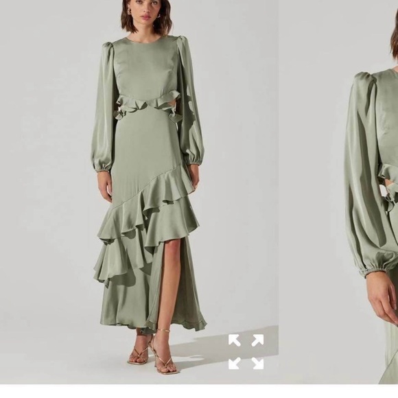 Elegant Green Ruffle Dress - Picture 1 of 1